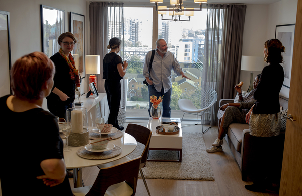 Mariette Immaculate, Rebecca Thomson, Chris Osburn and Lindsay Keith attend the L&Q Interactive Roundtable on Affordable Housing & Shared Ownership in London, hosted at the L&Q marketing suite in Lewisham, London, Tuesday, Sept. 29, 2015.